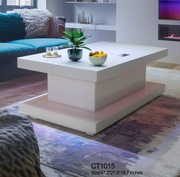 CT1015 WHITE 48X28X20 INCH COFFEE TABLE BLUETOOTH SPEAKER ,COLOR CHANGING LED AND WIRLESS CHARGER - 210000007829