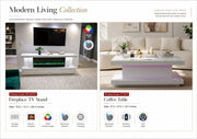 CT1015 WHITE 48X28X20 INCH COFFEE TABLE BLUETOOTH SPEAKER ,COLOR CHANGING LED AND WIRLESS CHARGER - 210000007829