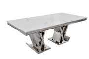 CT2000C 52 X 28 X 17.2  - SILVER STAINLESS STEEL + MARBLE  COFFEE TABLE - 210000007507