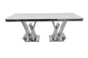 CT2000C 52 X 28 X 17.2  - SILVER STAINLESS STEEL + MARBLE  COFFEE TABLE - 210000007507