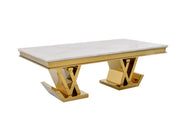 CT2000G 52 X 28 X 17.2  - GOLD STAINLESS STEEL + MARBLE  COFFEE TABLE - 210000007509