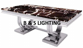 CT2001C 52 X 28 X 17.2 - SILVER STAINLESS STEEL + MARBLE  COFFEE TABLE - 210000007475