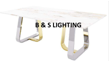 CT2004CG 52 X 28 X 17.2  - SILVER/GOLD STAINLESS STEEL + MARBLE  COFFEE TABLE - 210000007483