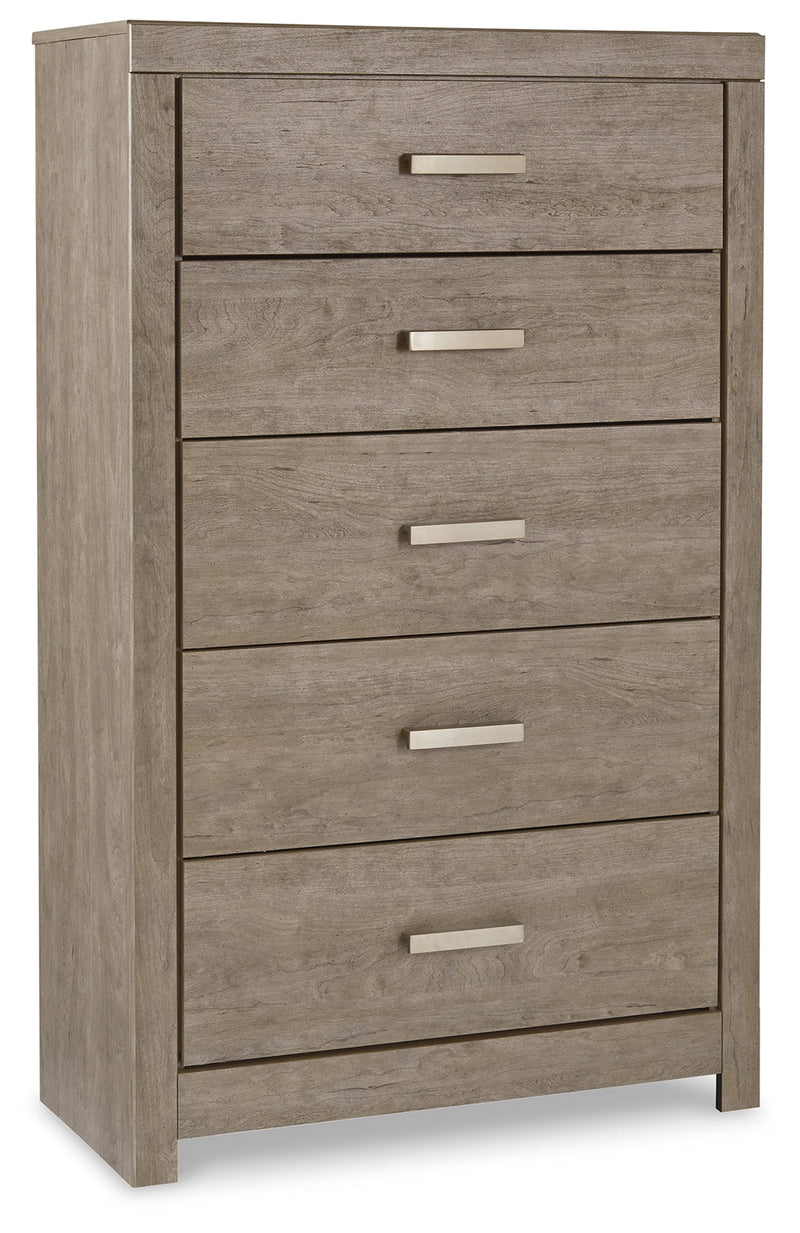 Culverbach King Panel Bed with Mirrored Dresser and 2 Nightstands in Gray - PKG011529