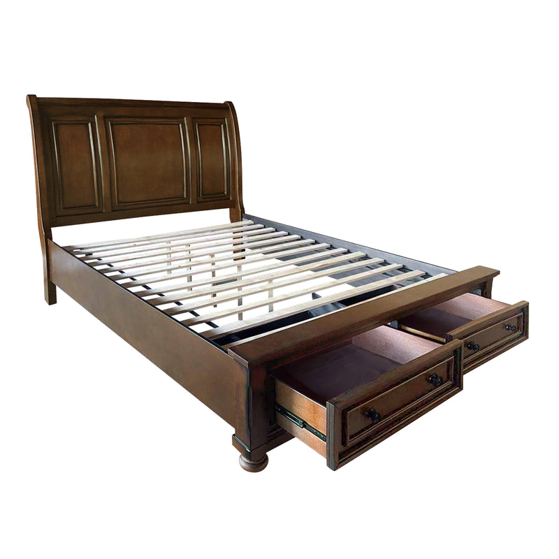Cumberland Brown Cherry Sleigh Storage Platform Bedroom Set - DMV FurnitureBedroom Set