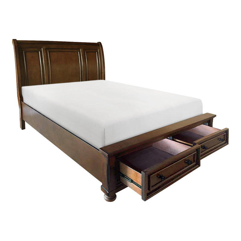 Cumberland Brown Cherry Sleigh Storage Platform Bedroom Set - DMV FurnitureBedroom Set