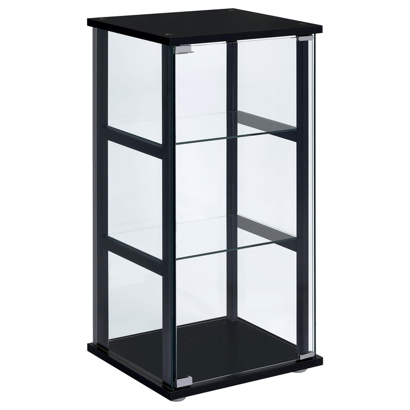 Cyclamen 3-shelf Clear Glass Curio Display Cabinet Black - 950179