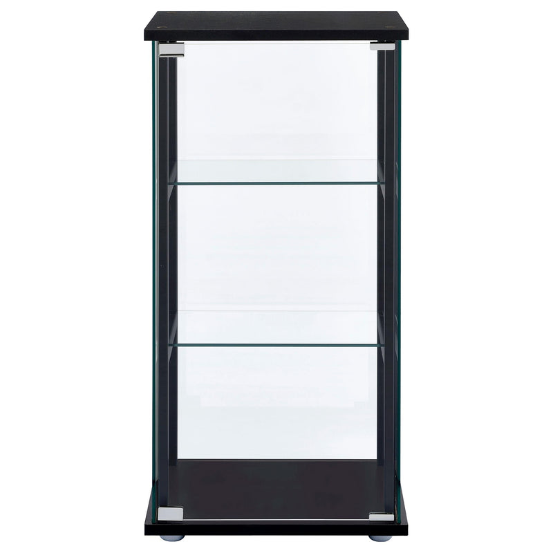 Cyclamen 3-shelf Clear Glass Curio Display Cabinet Black - 950179