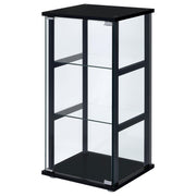 Cyclamen 3-shelf Clear Glass Curio Display Cabinet Black - 950179