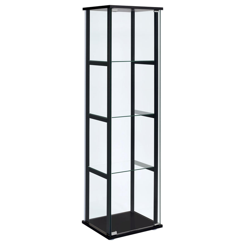 Cyclamen 4-shelf Clear Glass Curio Display Cabinet Black - 950171