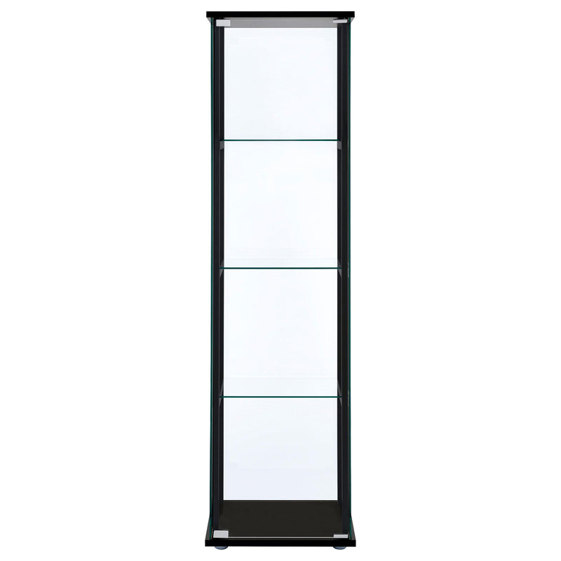 Cyclamen 4-shelf Clear Glass Curio Display Cabinet Black - 950171