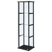 Cyclamen 4-shelf Clear Glass Curio Display Cabinet Black - 950171