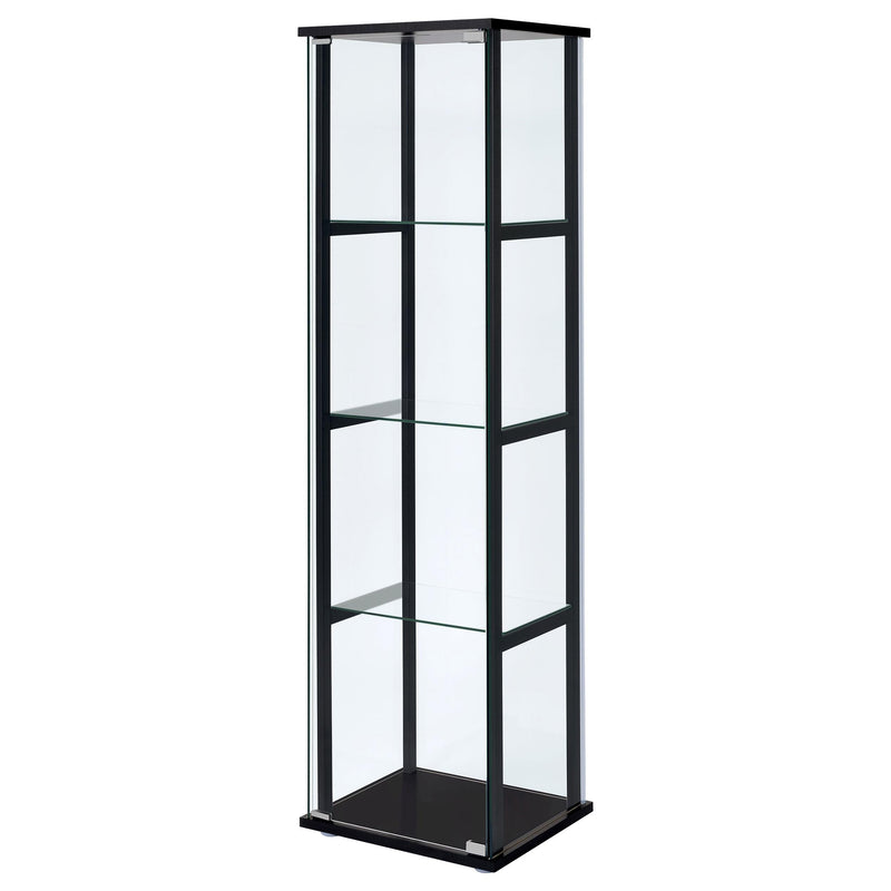 Cyclamen 4-shelf Clear Glass Curio Display Cabinet Black - 950171
