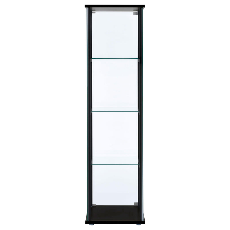 Cyclamen 4-shelf Clear Glass Curio Display Cabinet Black - 950171