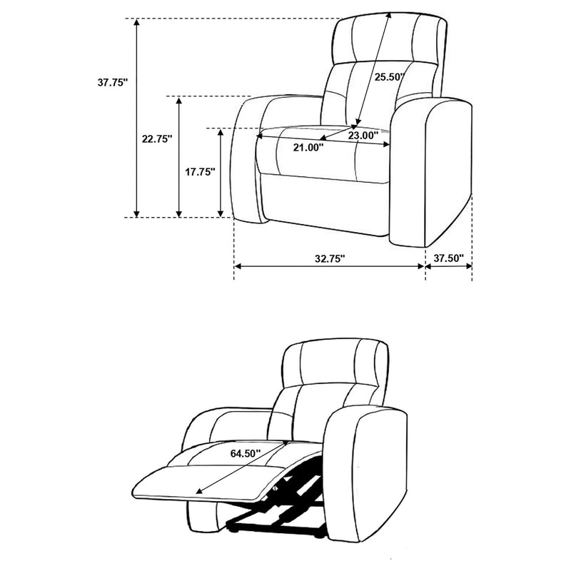 Cyrus 3-piece Upholstered Home Theater Seating - 600001-S3B
