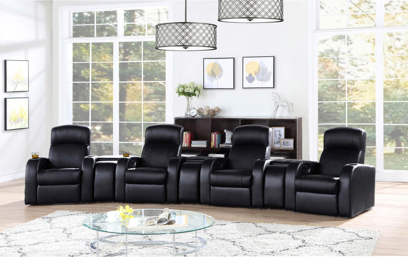Cyrus Upholstered Home Theater Storage Wedge Console Black - 600002