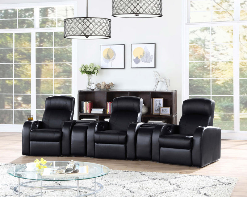 Cyrus Upholstered Track Arm Recliner Black - 600001