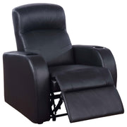 Cyrus Upholstered Track Arm Recliner Black - 600001