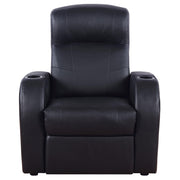 Cyrus Upholstered Track Arm Recliner Black - 600001