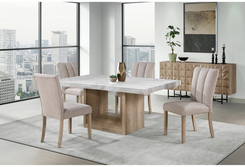 D02 Natural Dining Table + 4 D8683 Dining Chairs - D02DT-NATURAL+D8683DC-BEIGE