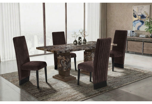 D12 Brown Dining Table With 4 D12 Brown Dining Chairs - D12DT-BRWN+4 D12DC-BRWN