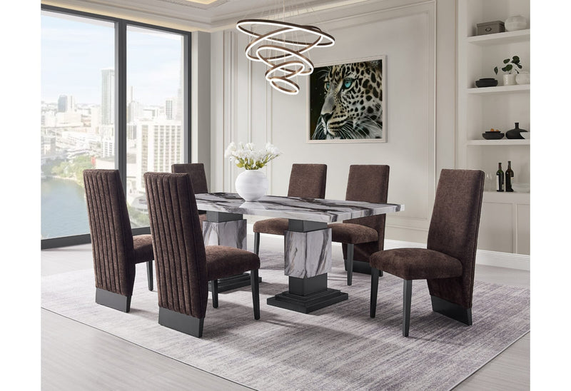 D12 Dining Table And 8 D12 Brown Dining Chairs - D12DT+D12DC-BRN 9PC