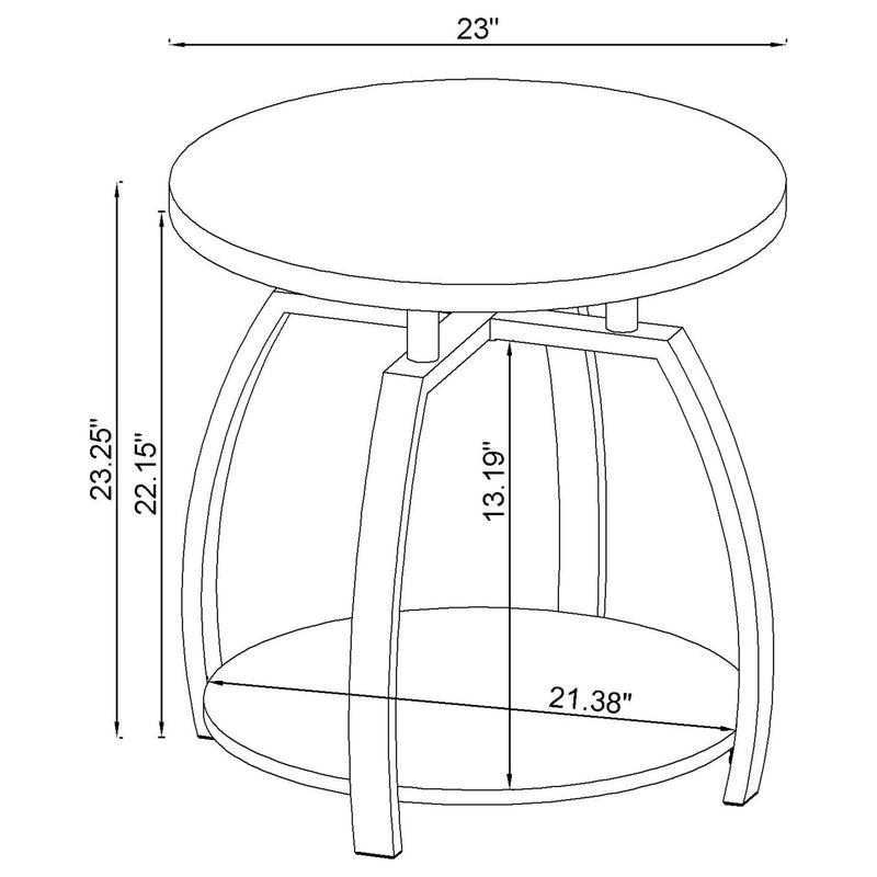 Dacre 2-piece Round Coffee and End Table Set Dark Charcoal - 722208-S2