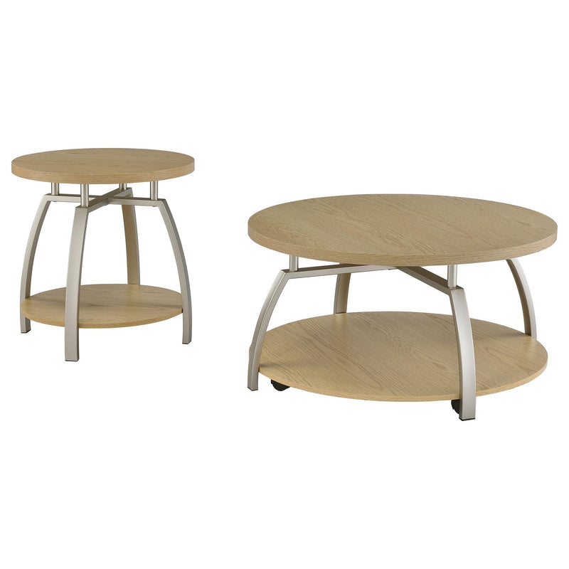 Dacre 2-piece Round Coffee and End Table Set Greige - 720318-S2