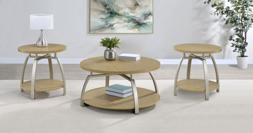 Dacre 3-piece Round Coffee and End Table Set Greige - 720318-S3