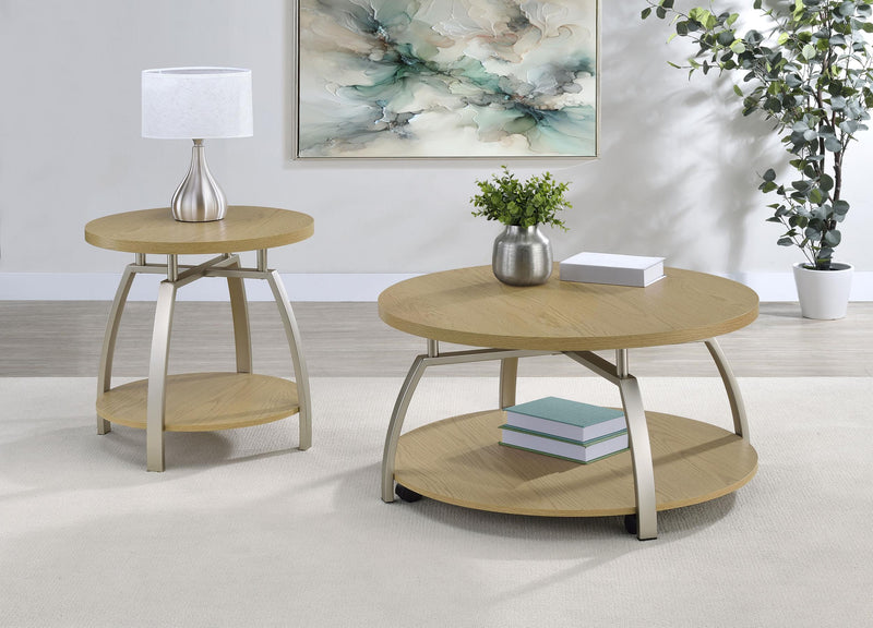 Dacre Round Engineered Wood Top Coffee Table Greige - 720318