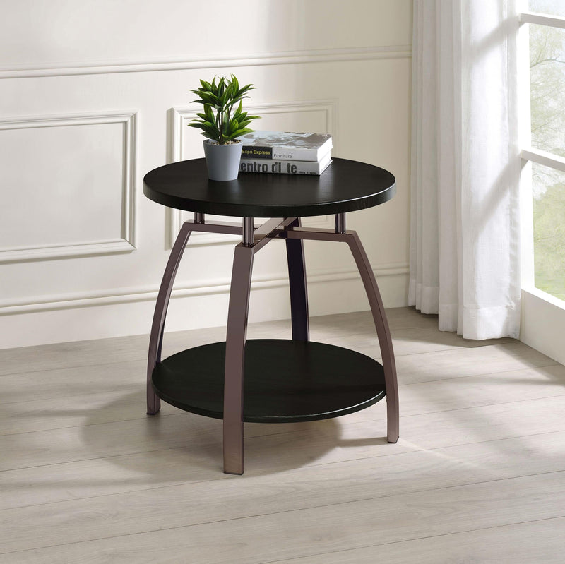 Dacre Round Engineered Wood Top Side End Table Dark Charcoal - 722207