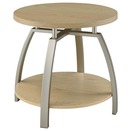 Dacre Round Engineered Wood Top Side End Table Greige - 720317