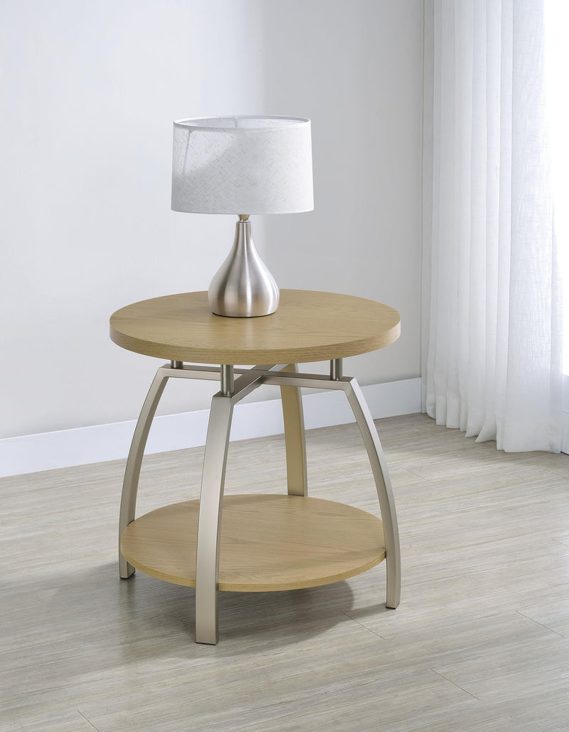 Dacre Round Engineered Wood Top Side End Table Greige - 720317