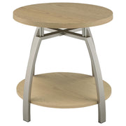 Dacre Round Engineered Wood Top Side End Table Greige - 720317