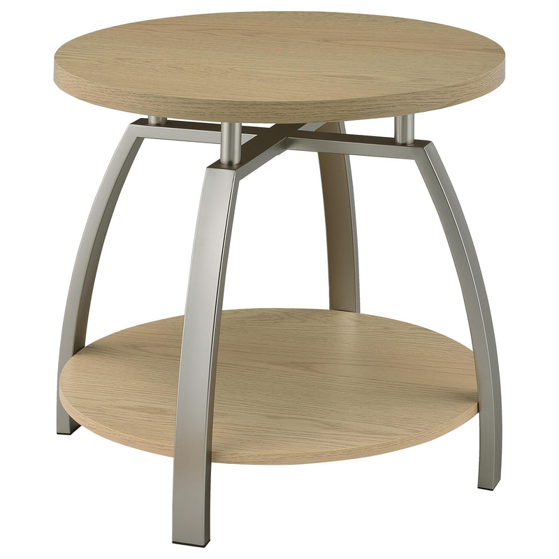 Dacre Round Engineered Wood Top Side End Table Greige - 720317