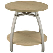 Dacre Round Engineered Wood Top Side End Table Greige - 720317