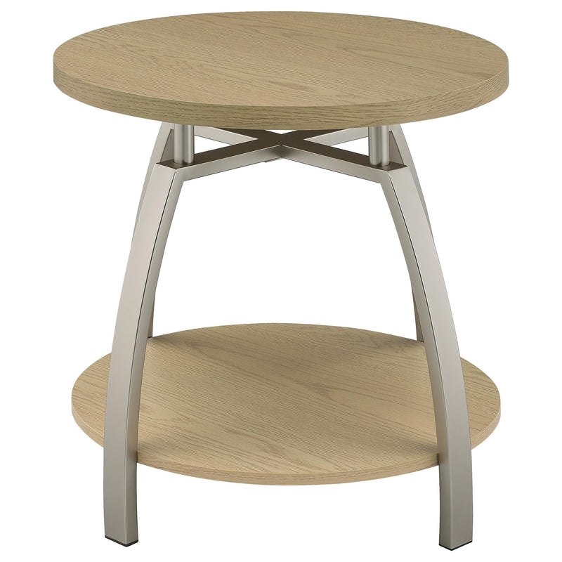 Dacre Round Engineered Wood Top Side End Table Greige - 720317