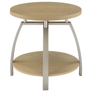 Dacre Round Engineered Wood Top Side End Table Greige - 720317