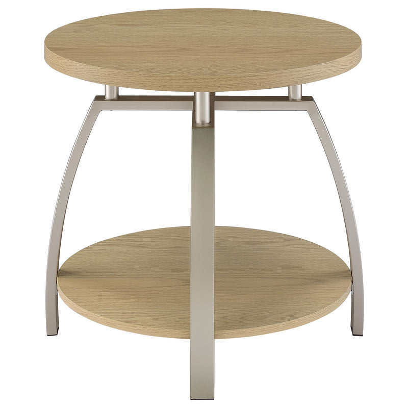 Dacre Round Engineered Wood Top Side End Table Greige - 720317