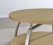 Dacre Round Engineered Wood Top Side End Table Greige - 720317