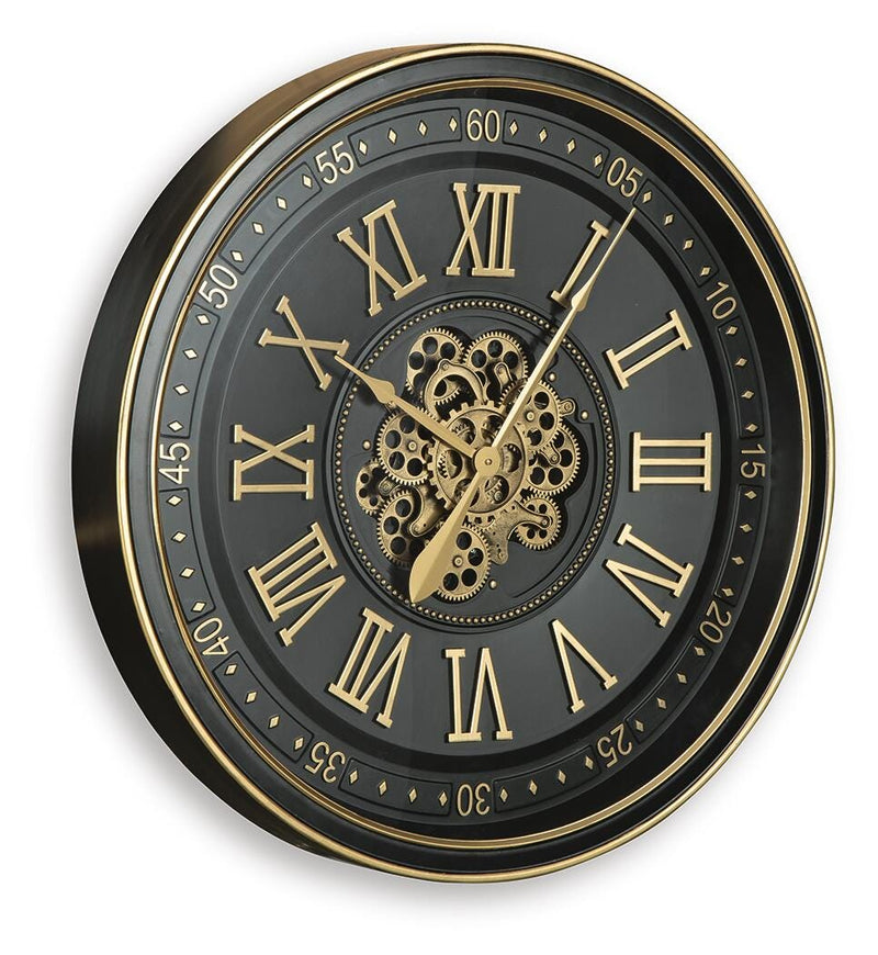 Dairton Black/Gold Finish Wall Clock - A8010385