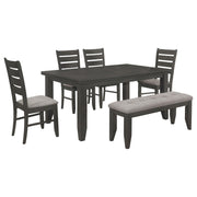 Dalila 6-piece Rectangular Dining Table Set Dark Grey - 102721GRY-S6
