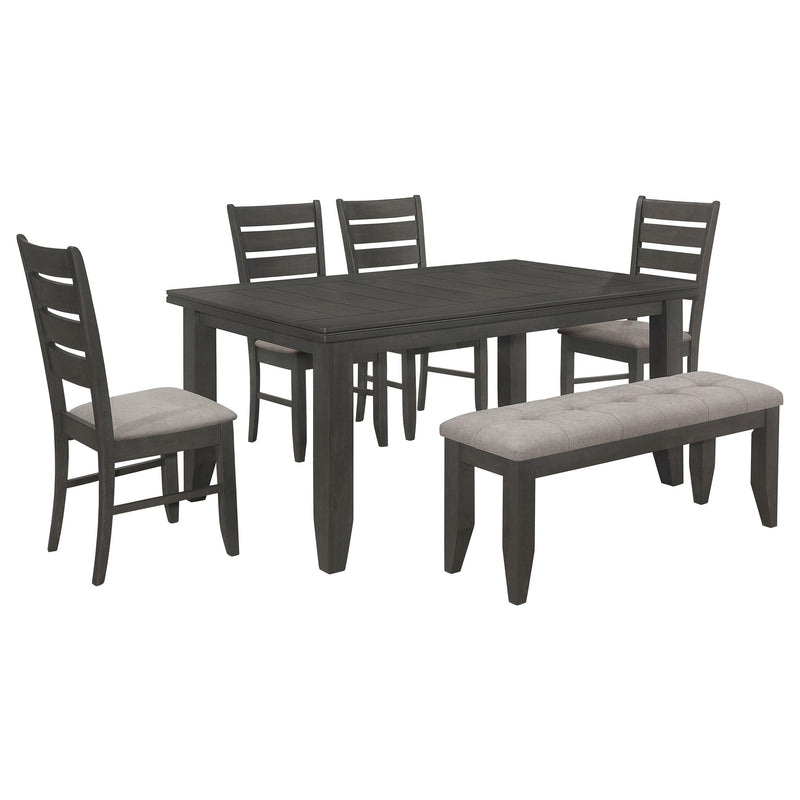 Dalila 6-piece Rectangular Dining Table Set Dark Grey - 102721GRY-S6