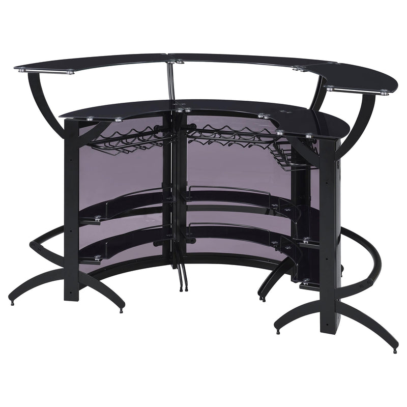 Dallas 3-piece Curved Freestanding Home Bar Cabinet Black - 182135-S3