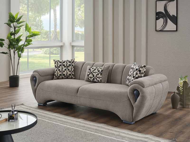 Damla 3-pieces (Sofa & Loveseat & Chair) Livingroom Set Cream in Cream - 101-DAM-GIR08-321