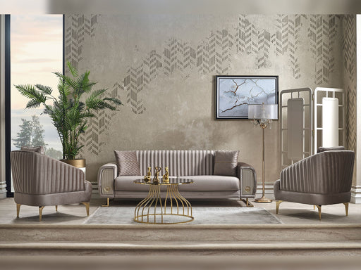 Damla Ser 3-pieces (Sofa & Loveseat & Chair) Livingroom in Beige - 200-SER-DAM-VELVET260-321