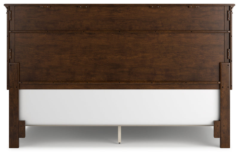Danabrin California King Panel Bed with Mirrored Dresser and Chest in Brown - PKG015191