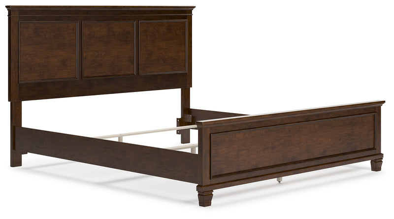 Danabrin California King Panel Bed with Mirrored Dresser and Nightstand in Brown - PKG015190