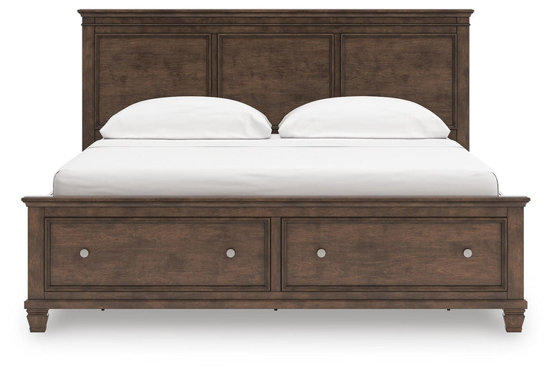 Danabrin California King Panel Storage Bed and Dresser in Brown - PKG023947