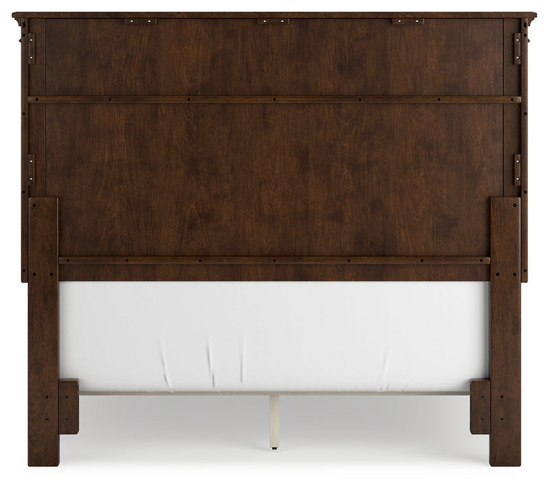 Danabrin Full Panel Bed with Mirrored Dresser and 2 Nightstands in Brown - PKG015200